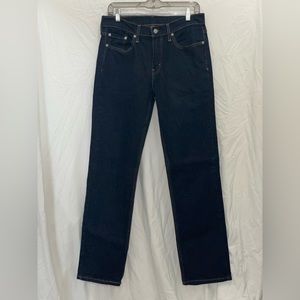 Levi’s dark blue jeans with gold stitch